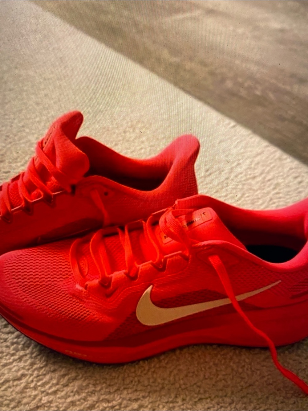 Nike Men’s Bright Red Athletic Shoes with White Swoosh